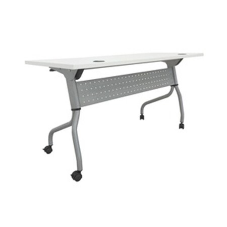 Lorell 60 in. Laminate Flip Top Training Table, Silver & White LLR60744